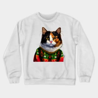 Cat  Wearing Christmas Sweater Crewneck Sweatshirt